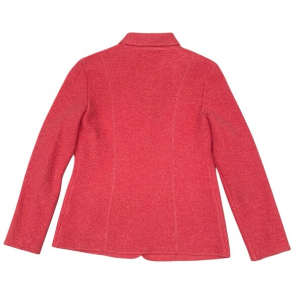 Lands’ End Boiled Wool Jacket Women Size 10 Soft Coral Peach Button Front Blazer - Picture 3 of 16